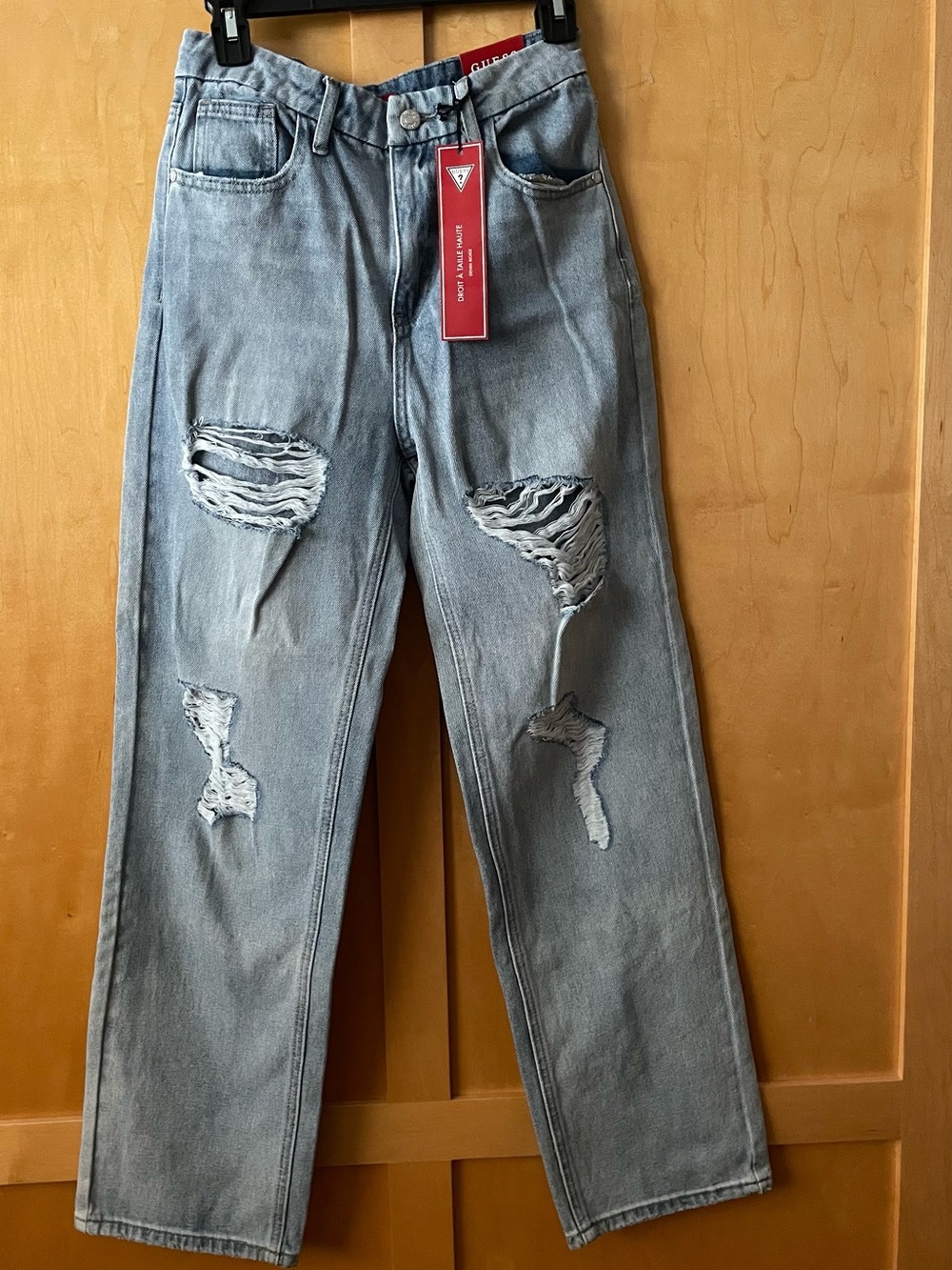 Guess Men’s Straight Ripped Light Blue Jeans
